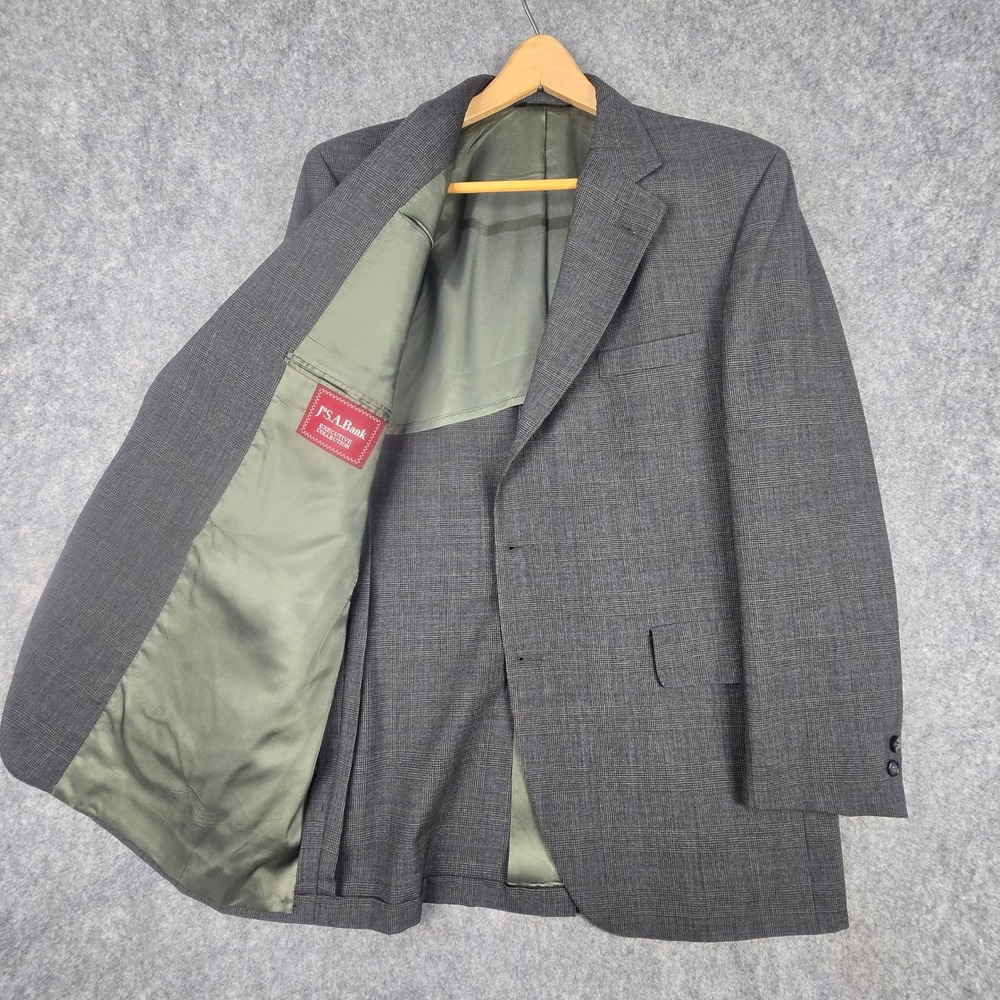 Jos A Bank Executive Collection Suit Jacket 42R Gray Glen Plaid Blazer 3 Button